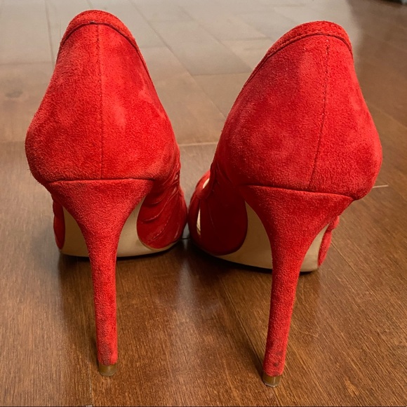 ZARA Red cut-out suede Shoes Pumps heels 37 6.5 - Picture 9 of 11